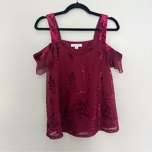 Velvet Texture Open Shoulder Top